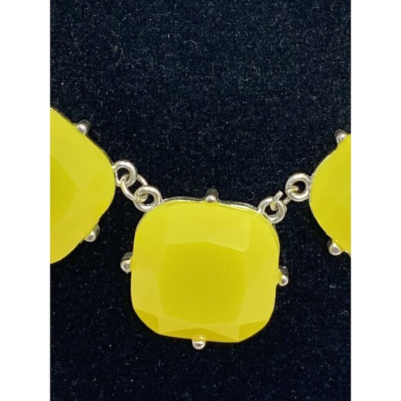 Vintage Silver Tone & Yellow Stone Statement Collar Necklace (1918) - Picture 4 of 7